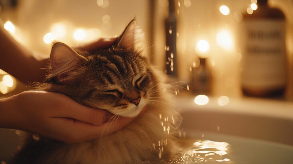 shampoos para gatos: gatinho calmo pronto para a higiene